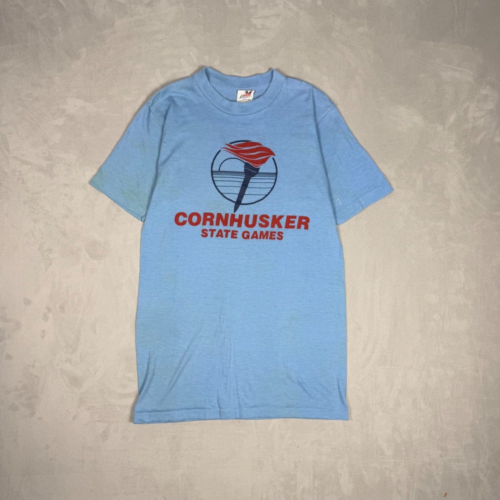 80s Mens Bantam Cornhusker State Games Graphic T-Shirt Vintage Athletic Small
